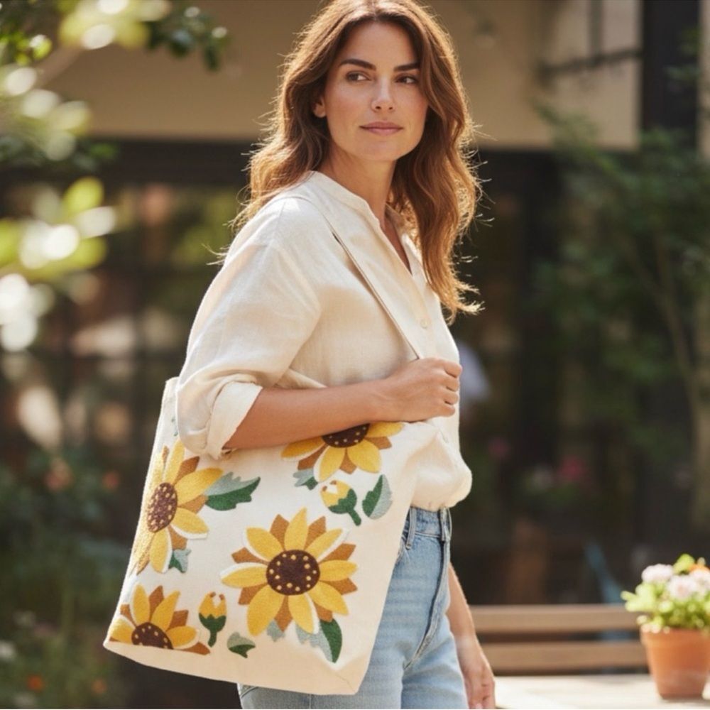 NEW Sunflower Aesthetic Embroidery Tote Bag for Women